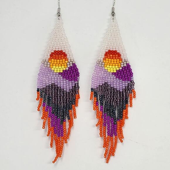 View Point Sunset Boho Beaded Earrings - Picture 4 of 4